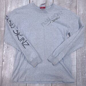 Fish Skinz Mens Y2K 2000s Pullover T-Shirt Size Medium Gray Cotton Fish Street